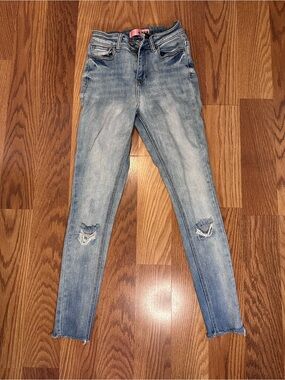 Crystal Rock Light Wash Distressed High Rise Skinny Jeans